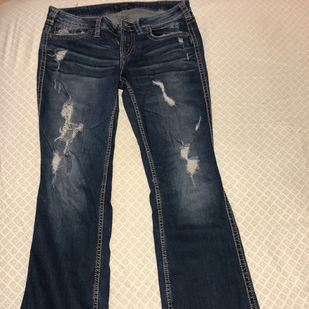 Silver destroyed bootcut